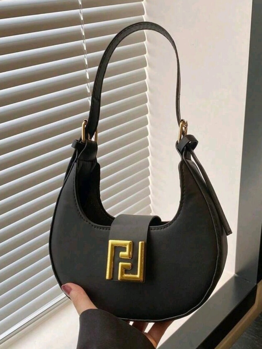 BRAND NEW ** Black Shoulder Bag with Gold Hardware
